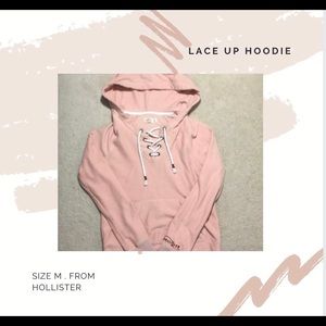 baby pink hollister lace UP hoodie